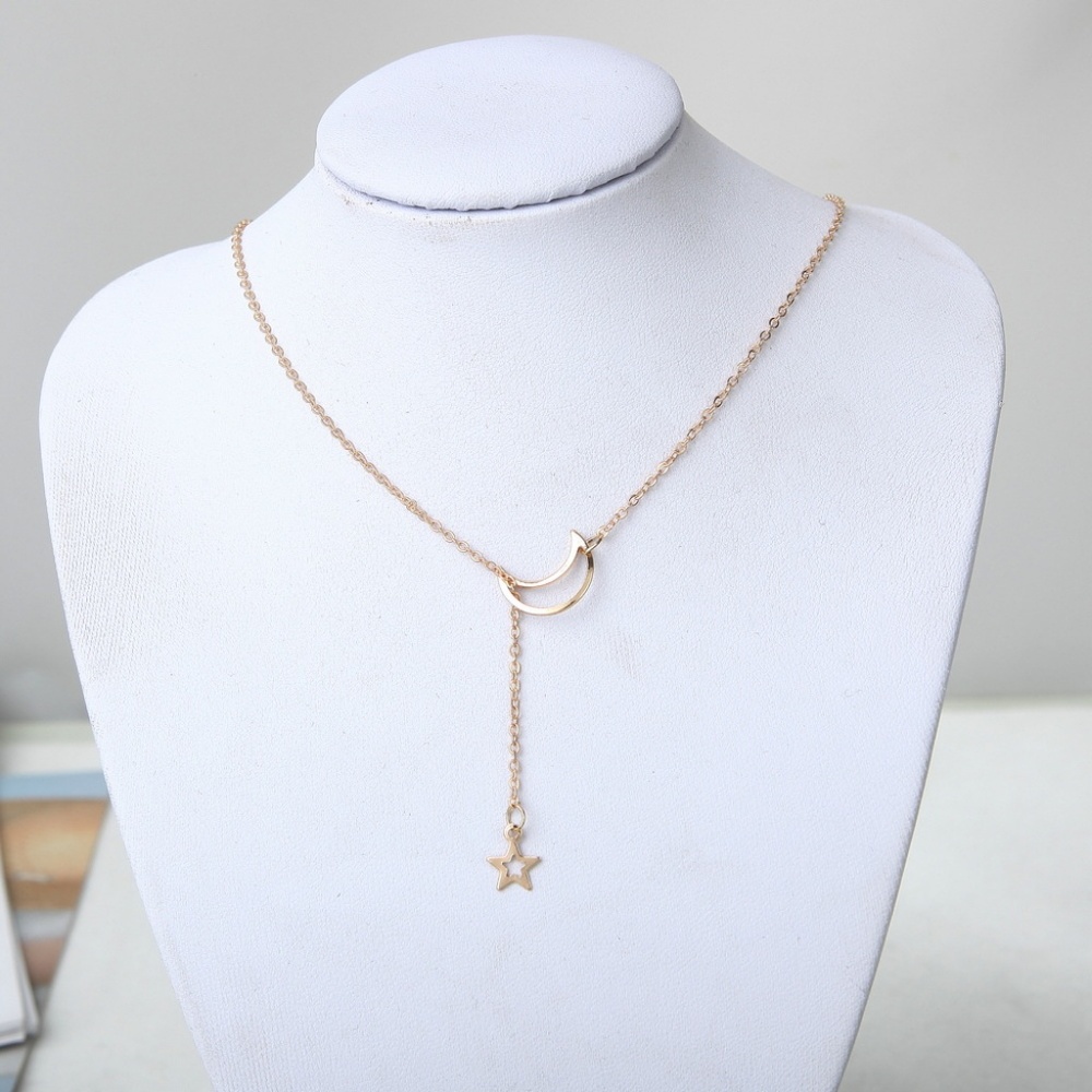 GOLD_  Moon Choker Drop Necklace - Picture 2 of 4